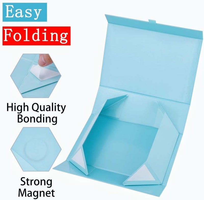 PLINJOY 5 Pcs Blue Gift Box 8x8x4 Inches Small Gift Boxes for Presents with Magnetic Closure Lid Luxury Collapsible Gift Box Bridesmaid, Wedding, Birthday Boxs for Gift Packaging - Image 3